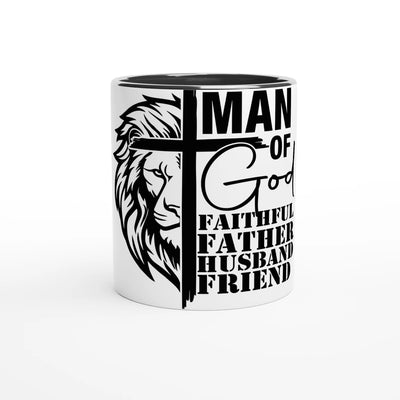 Man of God Faithful Father Husband Friend | Design with Lion & Cross Ceramic Mug