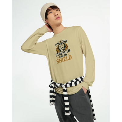 Faith Inspired Long Sleeve T-Shirt – 'The Lord My Strength and My Shield' Design