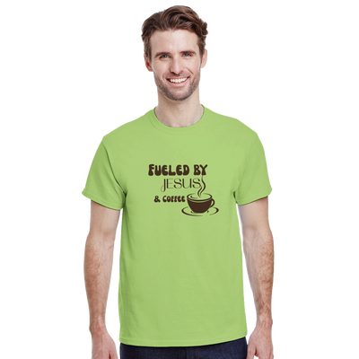 Fueled by Jesus & Coffee Graphic T-Shirt - Classic Fit Heavyweight Cotton