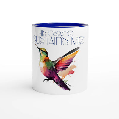 Ceramic Mug - 'His Grace Sustains Me' Bird Design - 11oz Glossy Finish