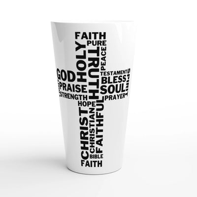 Word Cloud Cross 17oz Ceramic Latte Mug