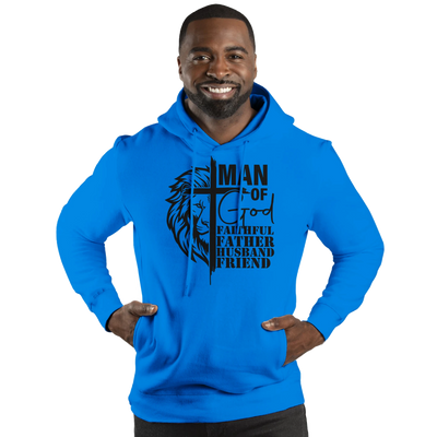 Man of God Premium Hoodie – Inspirational Design with Lion and Cross