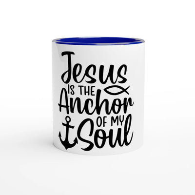 Jesus is the Anchor Ceramic Mug – Glossy 11oz Coffee Cup with Colored Accents