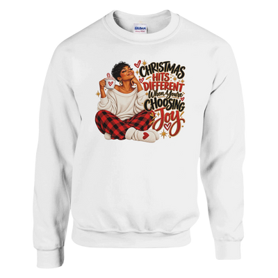 Christmas Hits Different Choosing Joy Sweatshirt – Christian Christmas Gift